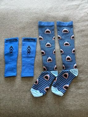 SHARK COMPRESSION SOCKS & RYKOMA CALF COMPRESSION KNEE HIGH SLEEVES 6-11 NEW